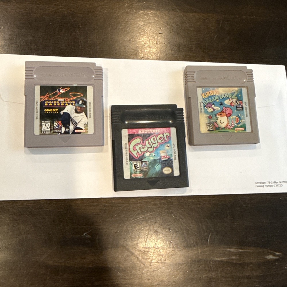 VTG Nintendo Game Boy 3 Lot Kirby's Dream Land 2 Frogger Griffey Japan Made 90s